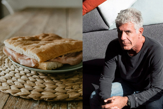 bourdain sendvič s mortadelom