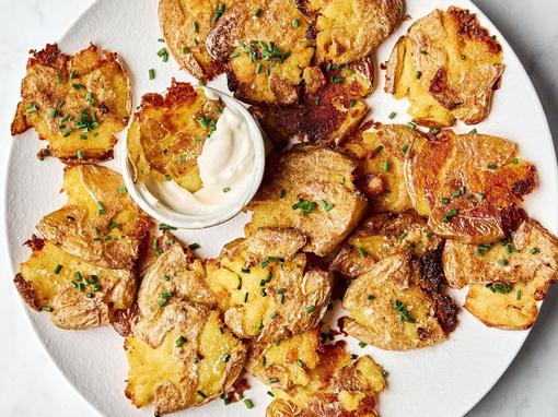 chili oil smashed potatoes