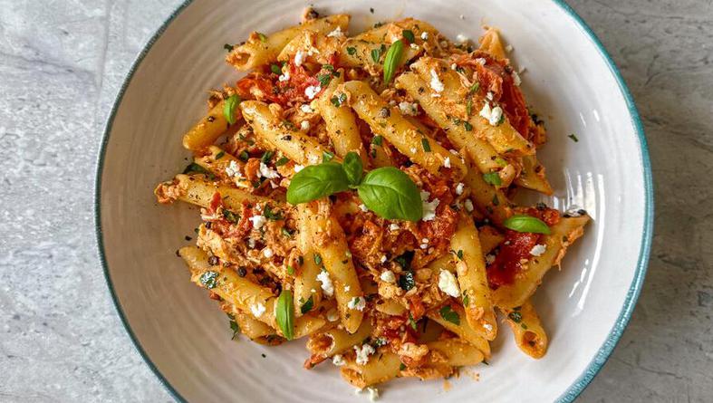 salmon feta pasta
