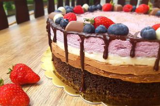 torta od tri vrste čokolade i borovnica
