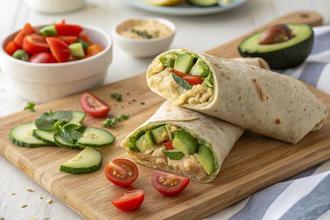 Tortilja s humusom, krastavcem i kupusom za brzi ručak
