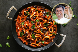 lignje s maslinama i rajčicama, stevo karapandža