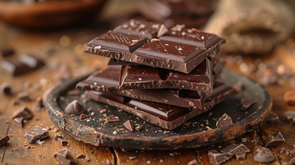 Rich dark chocolate stack on rustic plate food photography | Author: Ahmad Juliyanto /  Vecteezy