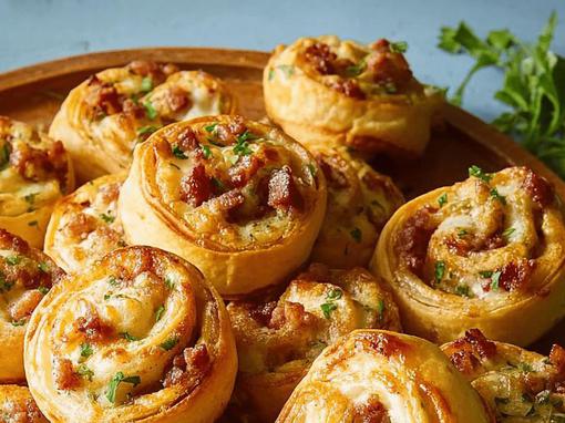 pužići od lisnatog tijesta s kobasicama i krem sirom