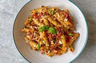 salmon feta pasta
