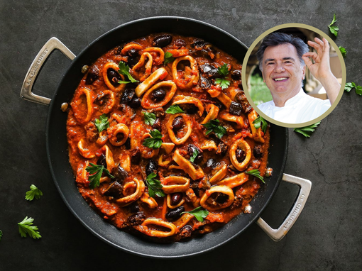 lignje s maslinama i rajčicama, stevo karapandža