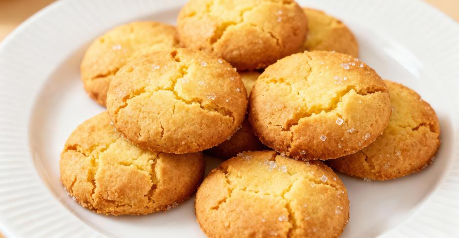 Several golden baked rounds generously sprinkled with coarse sugar rest upon a white porcelain plate. | Author: Erwin Pieloor / Vecteezy