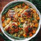 Kremasta orzo tjestenina s piletinom i butternut tikvom