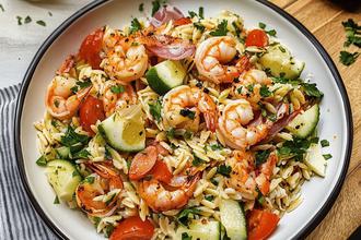 Salata od kozica i orzo tjestenine koja miriše na more