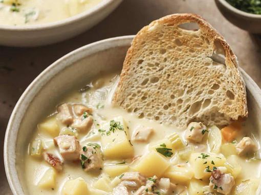 krem juha od poriluka, krumpira i šunke