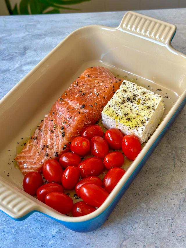 salmon feta pasta