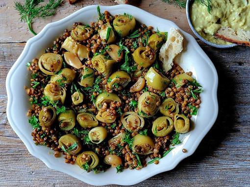 poriluk s lećom i jogurtom