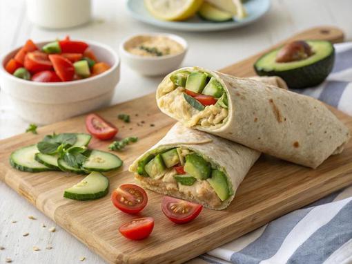 Tortilja s humusom, krastavcem i kupusom za brzi ručak
