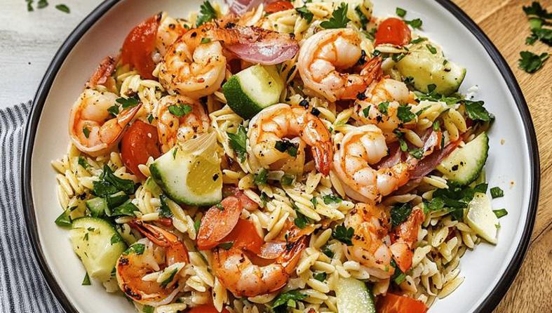 Salata od kozica i orzo tjestenine koja miriše na more