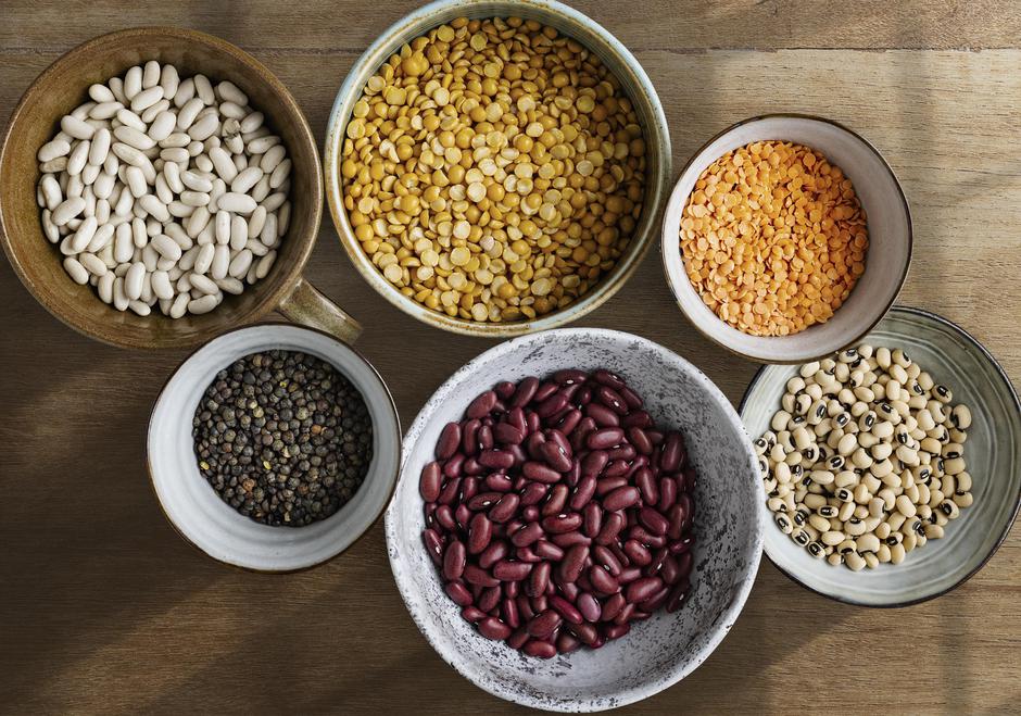 Lentils and beans flat lay food photography | Author: rawpixel.com / fon