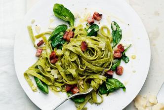 carbonara sa špinatom i graškom