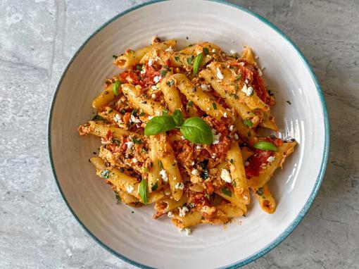 salmon feta pasta