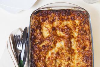 Lasagne s crvenim radičem, špekom i gorgonzolom