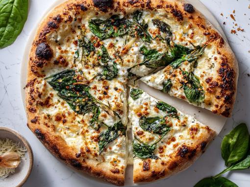 pizza s pestom, špinatom i ricottom